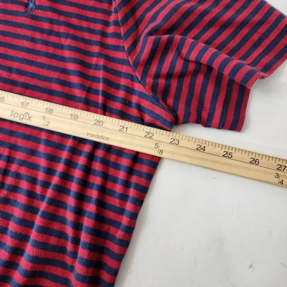 RALPH LAUREN POLO Shirt Mens XXL Blue Red Stripes PIMA SOFT TOUCH Casual Preppy